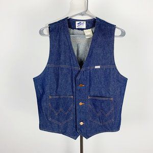 Vintage 70s Wrangler Denim Vest Button Large
